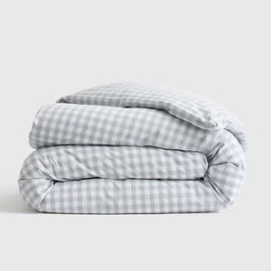 NWT QUINCE Classic Organic Percale Duvet Cover Full/Queen Blue Fog 4419